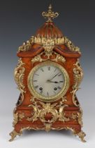 A late 19th century German brass mounted walnut bracket clock with Lenzkirch eight day striking