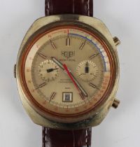 A Heuer Montreal Automatic Chronograph gilt metal fronted and steel backed gentleman's wristwatch