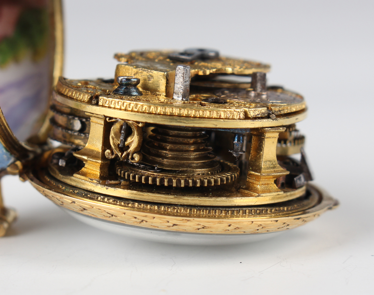 An 18th century and later enamelled cased keywind gentleman's pocket watch, the gilt fusee - Image 22 of 24