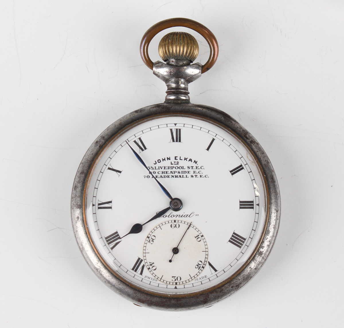 An MoD issue chrome plated base metal cased keyless wind open faced gentleman's pocket watch, the - Image 15 of 18