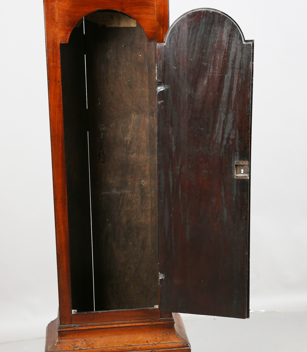 A George III mahogany longcase clock with eight day movement striking on a bell, the 12-inch brass - Image 8 of 14