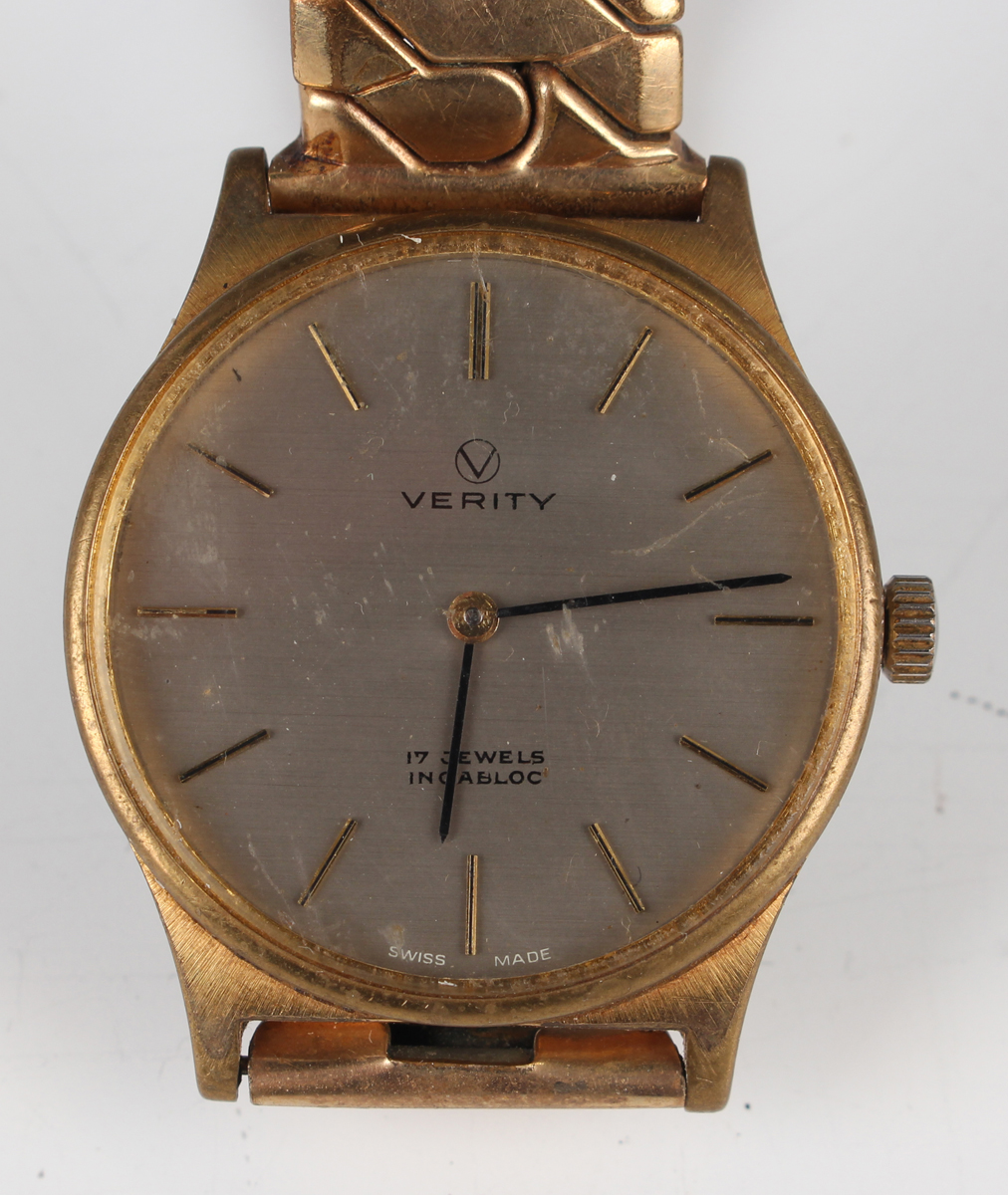 A Montine Automatic gilt metal fronted and steel back gentleman's wristwatch, case width 3.4cm, on a - Image 7 of 15