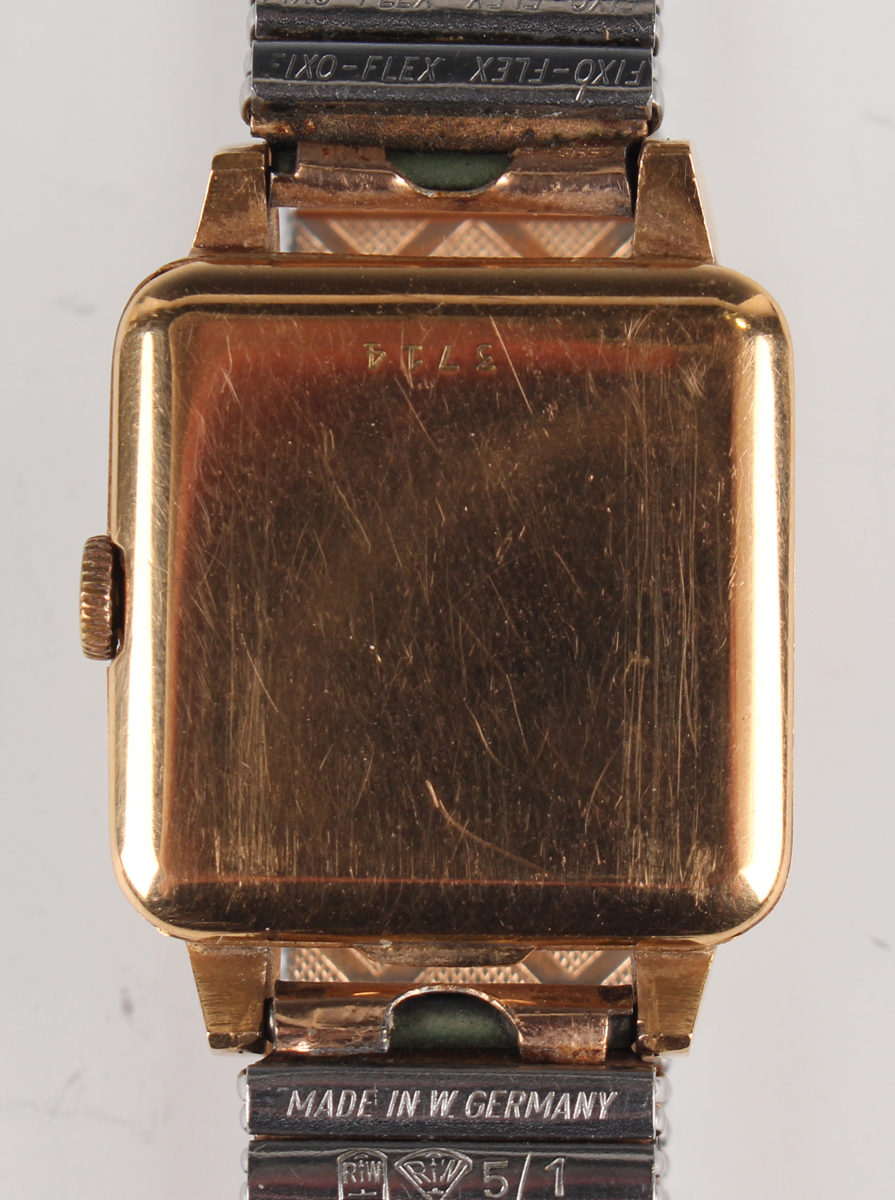 A Baume & Mercier 18ct gold square cased gentleman's wristwatch with signed and jewelled movement, - Image 4 of 7