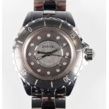 A Chanel J12 Quartz titanium ceramic lady's bracelet wristwatch with quartz movement, the signed