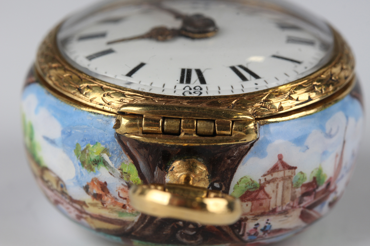 An 18th century and later enamelled cased keywind gentleman's pocket watch, the gilt fusee - Image 8 of 24