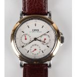An Oris Automatic Winder stainless steel and gold enamelled calendar wristwatch, Ref. 7434-63,
