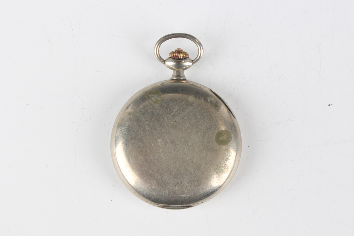 An Omega base metal keyless wind hunting cased gentleman's pocket watch, circa 1916, the signed - Image 11 of 15