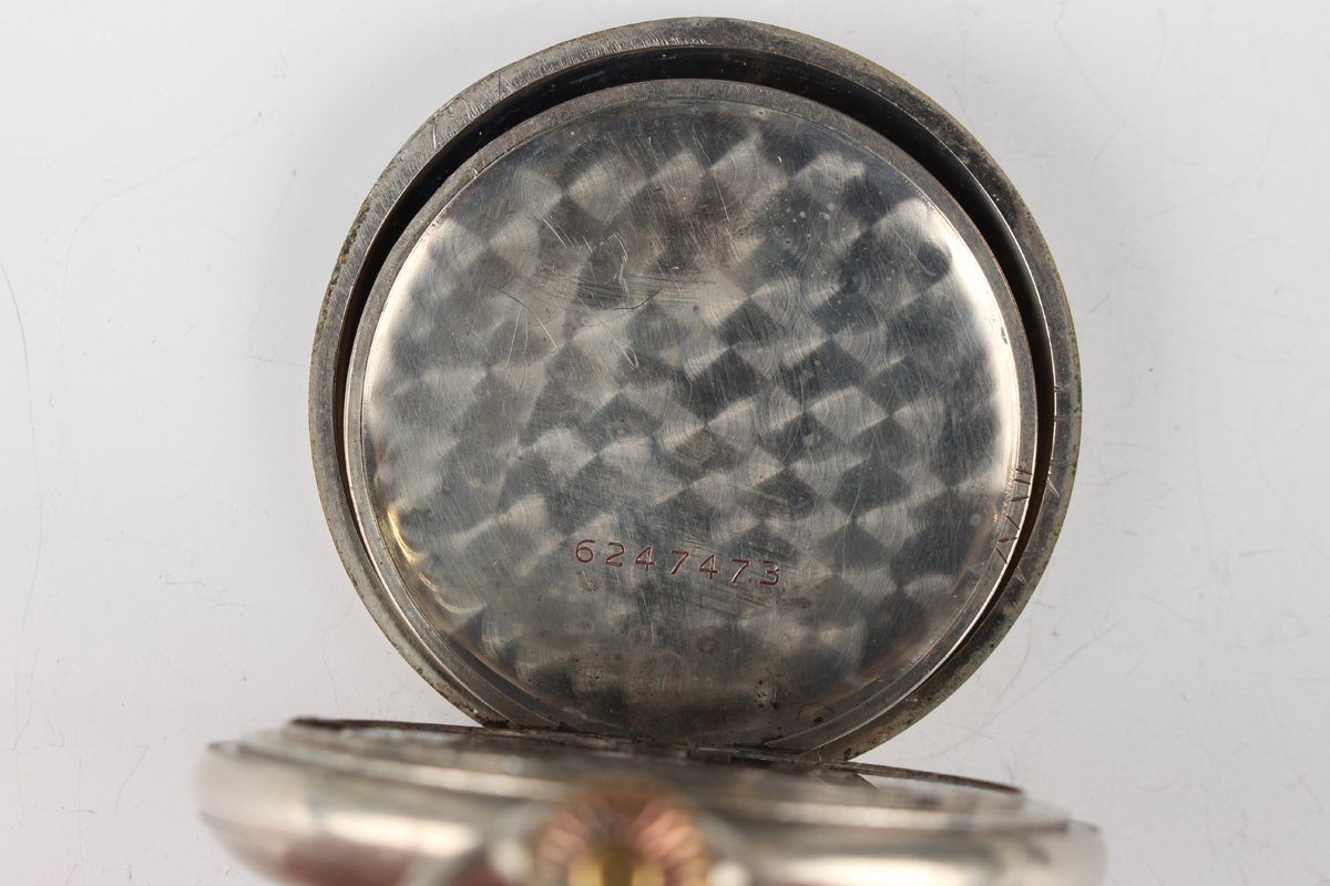 An Omega base metal keyless wind hunting cased gentleman's pocket watch, circa 1916, the signed - Image 13 of 15