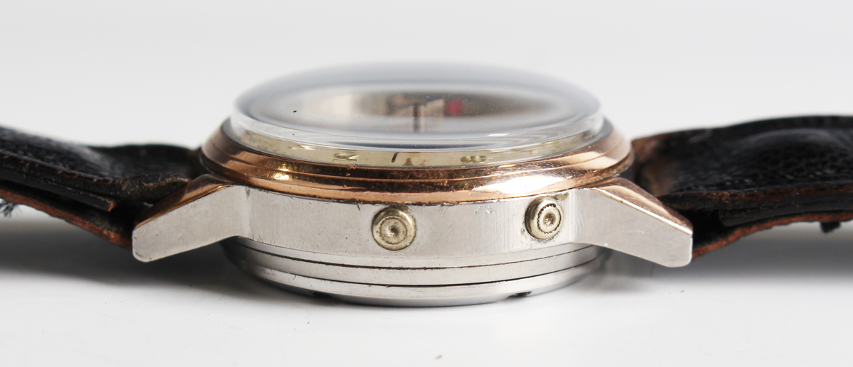 A Le Phare Automatic gilt metal fronted and steel backed triple date calendar gentleman's - Image 3 of 8