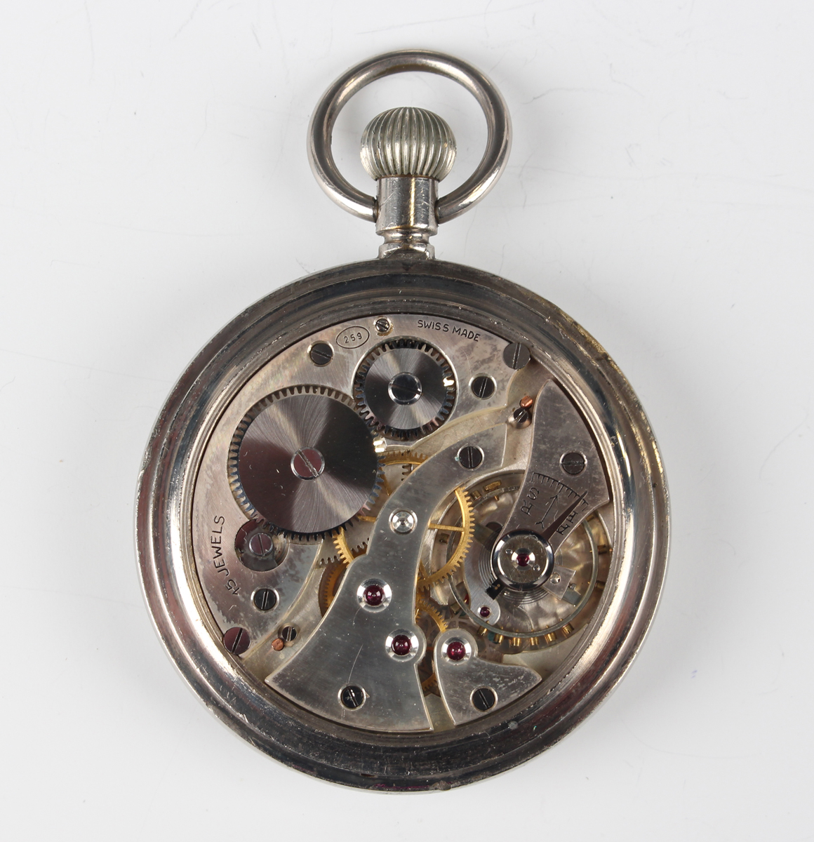 An MoD issue chrome plated base metal cased keyless wind open faced gentleman's pocket watch, the - Image 17 of 18