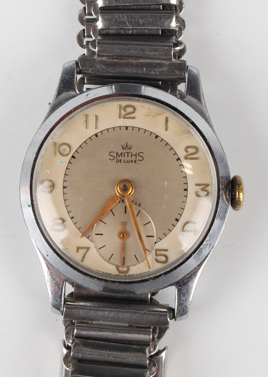 A Smiths De Luxe chrome plated and steel backed gentleman's wristwatch with unsigned jewelled - Image 10 of 15