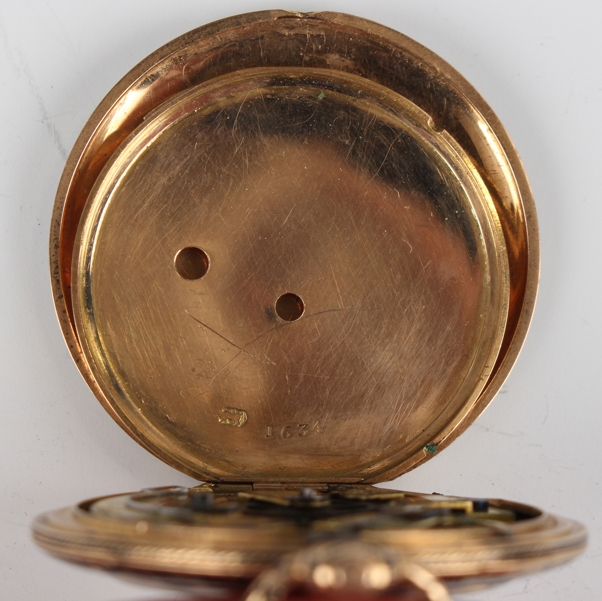An enamelled gold cased keywind open-faced lady's fob watch with unsigned gilt cylinder movement, - Image 5 of 6