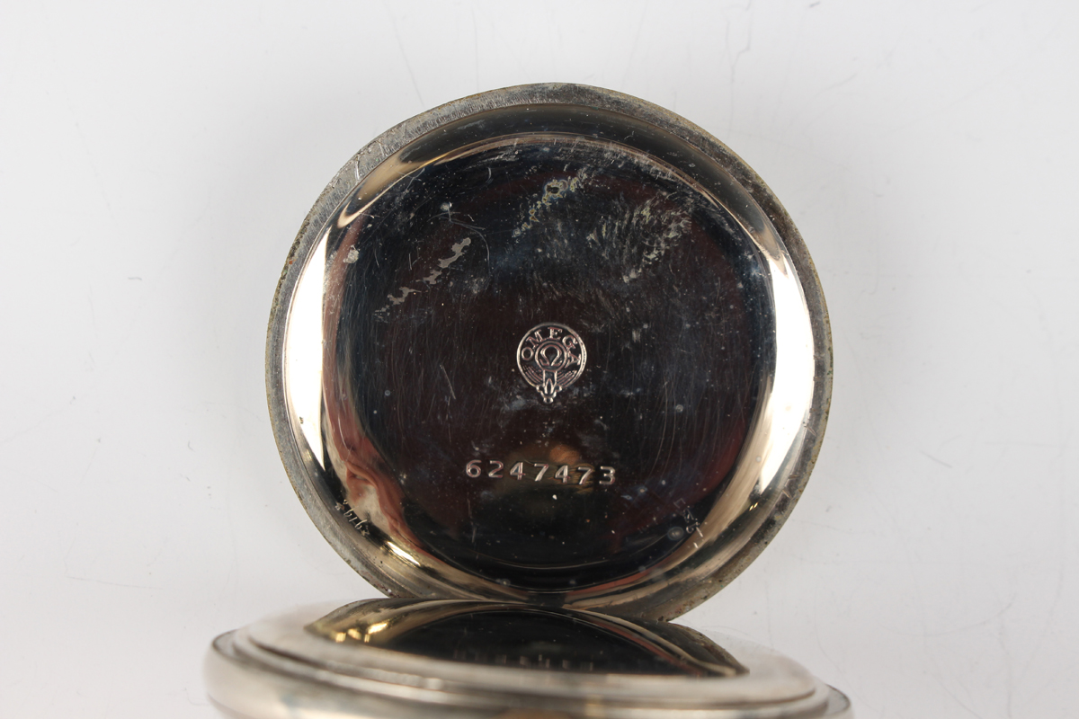 An Omega base metal keyless wind hunting cased gentleman's pocket watch, circa 1916, the signed - Image 12 of 15