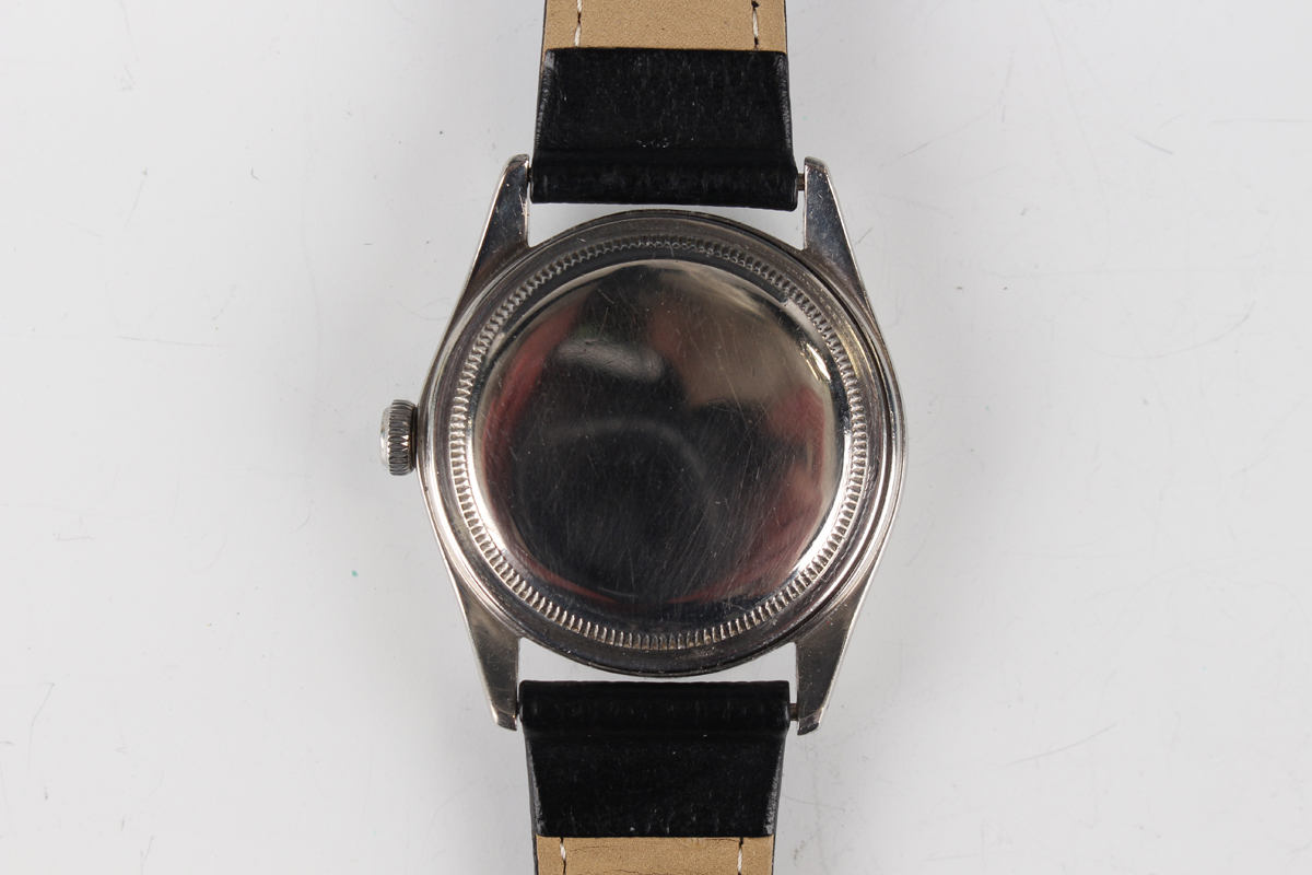 A Rolex Oyster stainless steel circular cased gentleman's wristwatch, Ref. 4499, circa 1945, with - Image 4 of 6