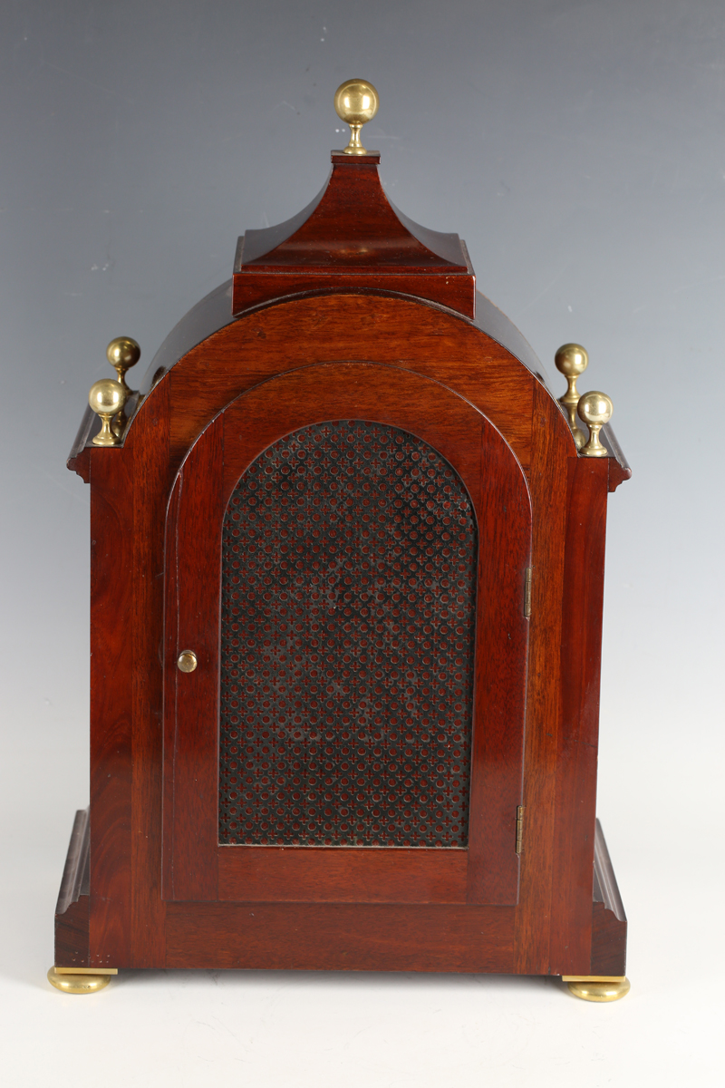 An early 20th century Regency Revival mahogany bracket clock, the three train movement with - Image 8 of 11