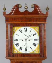 An early/mid-19th century oak and mahogany crossbanded longcase clock with eight day movement