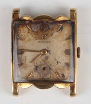 An Omega 18ct gold square cased gentleman's wristwatch, circa 1944, the signed and jewelled movement