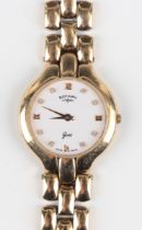 A Rotary Gold 9ct gold lady's bracelet wristwatch with signed white dial, the three row oval link