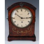 An early Victorian mahogany mantel timepiece with eight day single fusee movement, the 6-inch