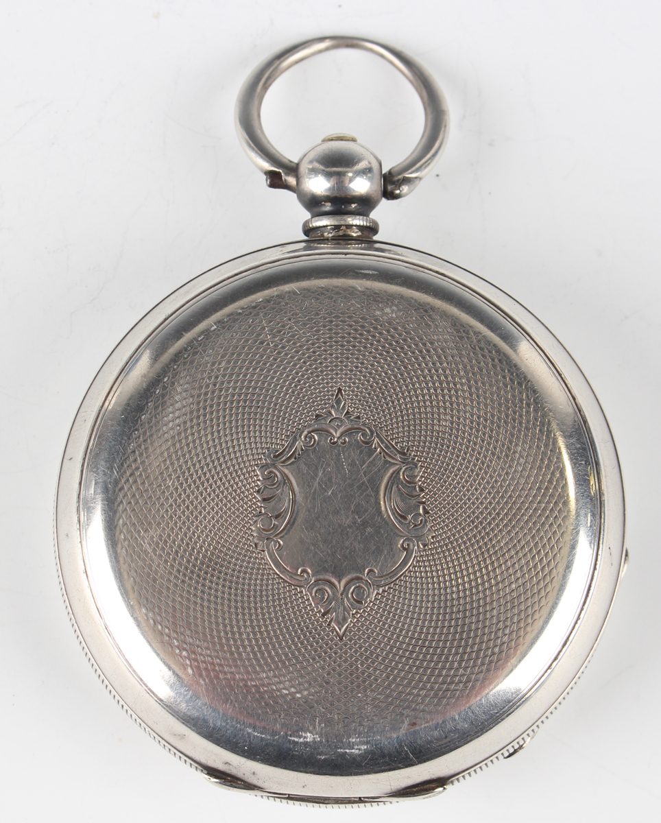 A silver cased keywind open-faced gentleman's pocket watch, the enamelled dial with black Roman hour - Image 3 of 18