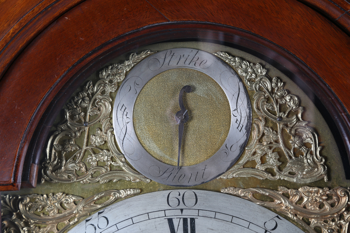 A George III mahogany longcase clock with eight day movement striking on a bell, the 12-inch brass - Image 14 of 14