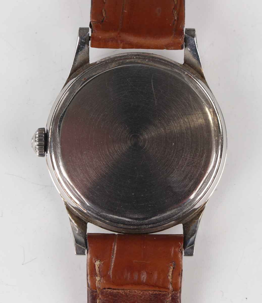 A Movado Automatic gilt metal fronted and steel backed gentleman's wristwatch with signed and - Image 4 of 11