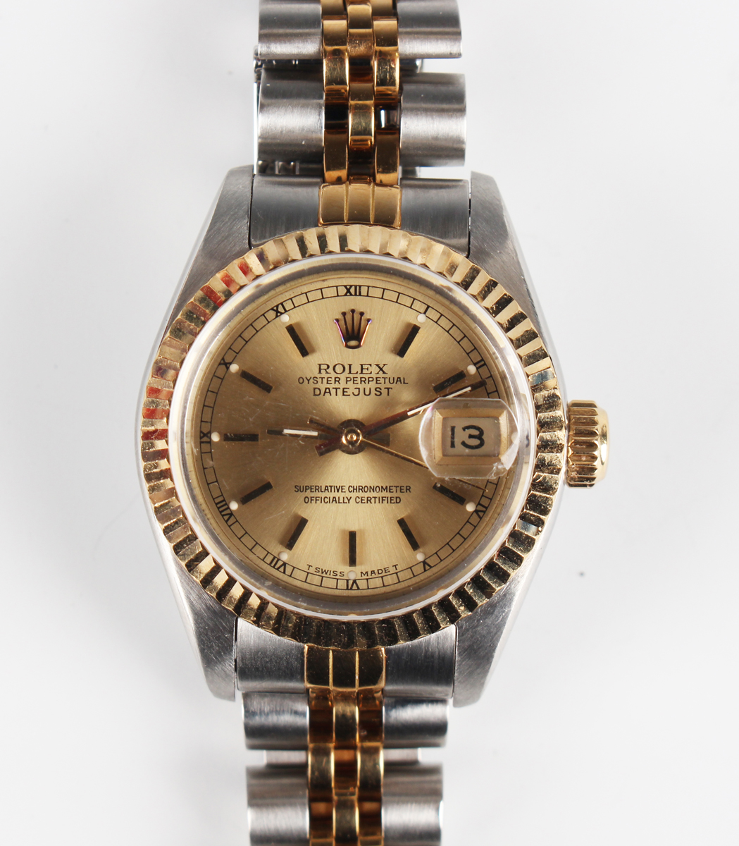 A Rolex Oyster Perpetual Datejust steel and gold lady's bracelet wristwatch, Ref. 79173, circa 1989,