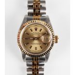 A Rolex Oyster Perpetual Datejust steel and gold lady's bracelet wristwatch, Ref. 79173, circa 1989,