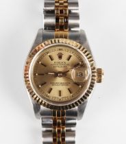 A Rolex Oyster Perpetual Datejust steel and gold lady's bracelet wristwatch, Ref. 79173, circa 1989,