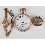 A 9ct gold keyless wind open-faced gentleman's pocket watch, the jewelled lever movement detailed '