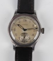 A Longines stainless steel circular cased gentleman's wristwatch, circa 1940, the signed and