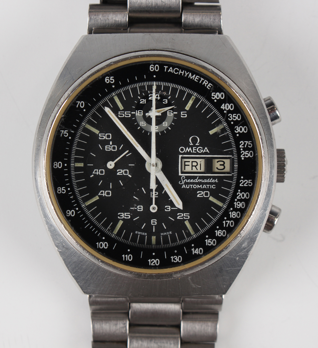 An Omega Speedmaster Automatic Chronograph stainless steel gentleman's bracelet wristwatch, Ref.