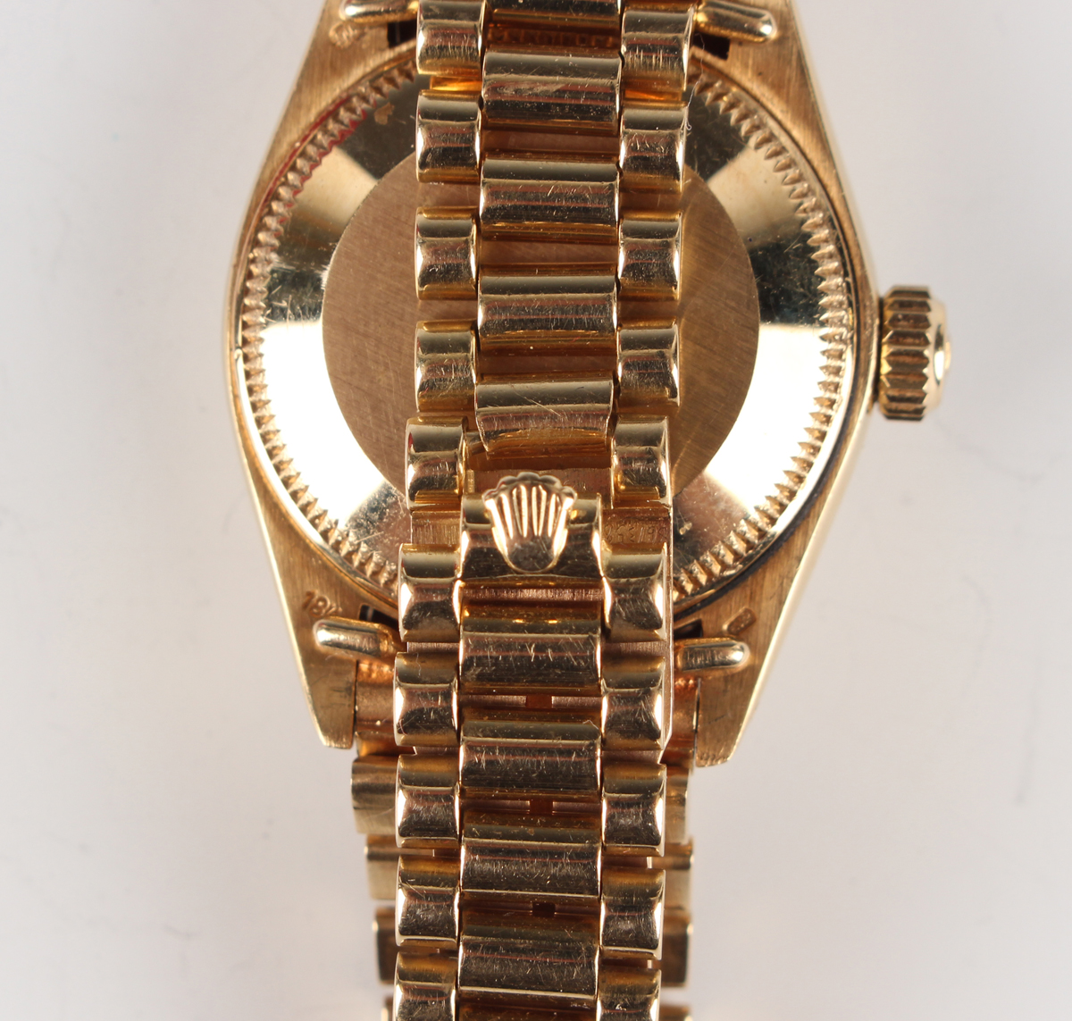 A Rolex Oyster Perpetual Datejust 18ct gold cased lady's bracelet wristwatch, Ref. 6917, circa 1979, - Image 6 of 9