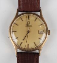 An Omega Automatic 9ct gold circular cased gentleman's wristwatch, circa 1976, the signed and