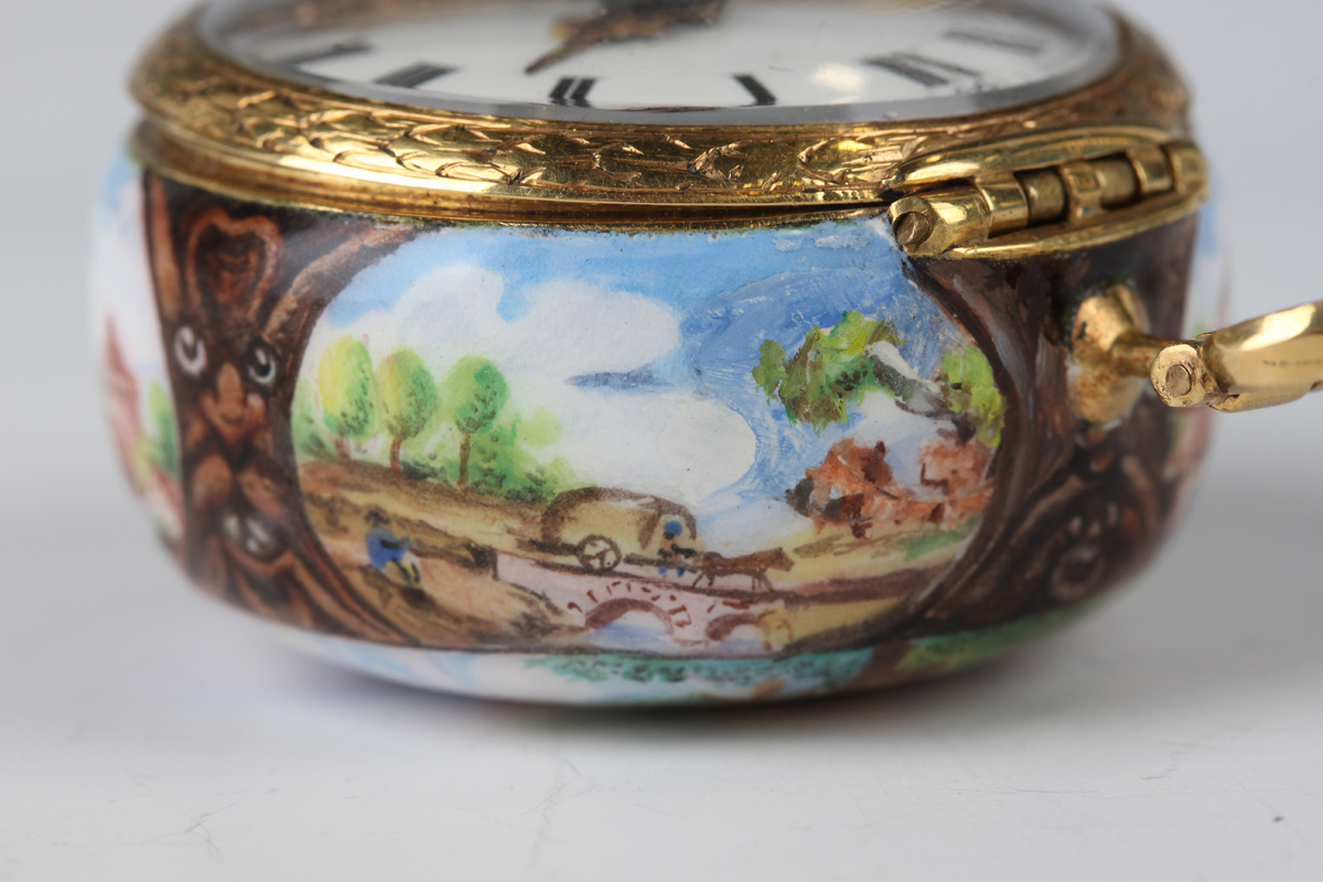 An 18th century and later enamelled cased keywind gentleman's pocket watch, the gilt fusee - Image 12 of 24