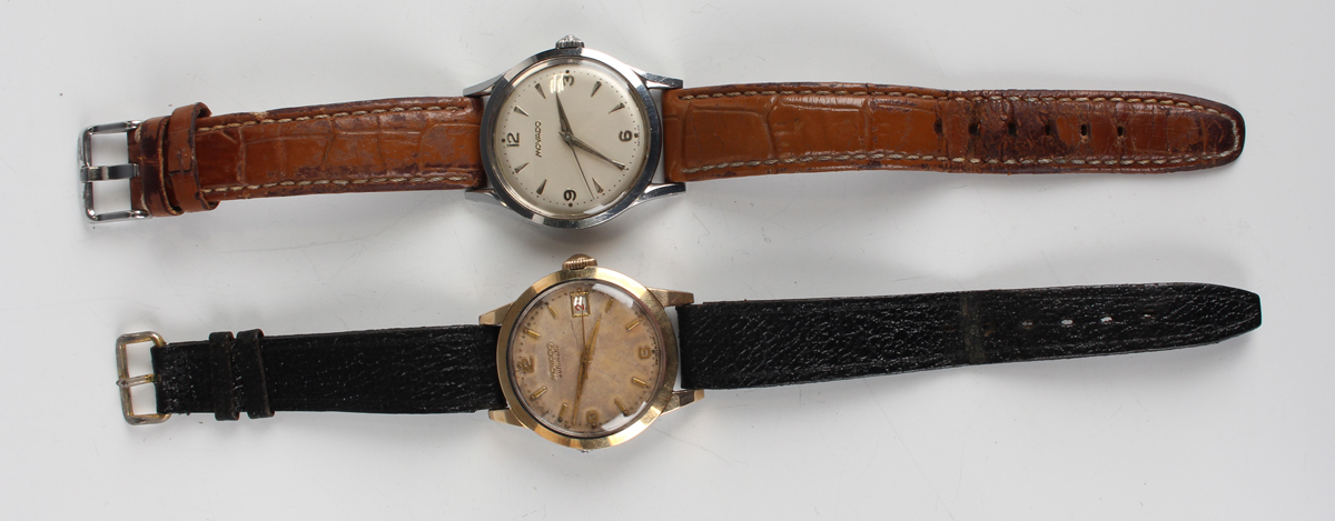 A Movado Automatic gilt metal fronted and steel backed gentleman's wristwatch with signed and - Image 2 of 11