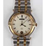 A Gucci 9000 M Quartz steel and gilt gentleman's bracelet wristwatch, the signed dial with date