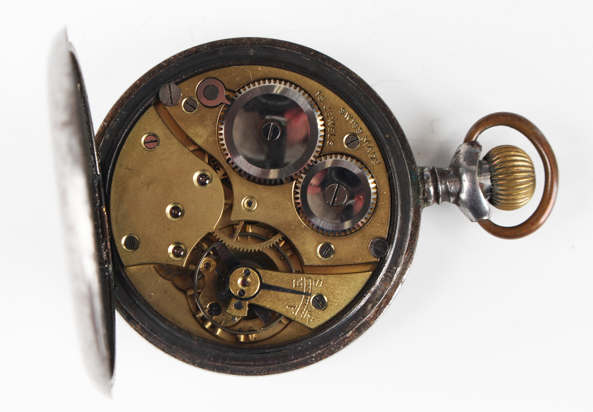 An MoD issue chrome plated base metal cased keyless wind open faced gentleman's pocket watch, the - Image 14 of 18