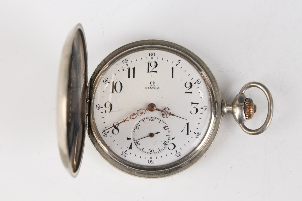 An Omega base metal keyless wind hunting cased gentleman's pocket watch, circa 1916, the signed - Image 15 of 15