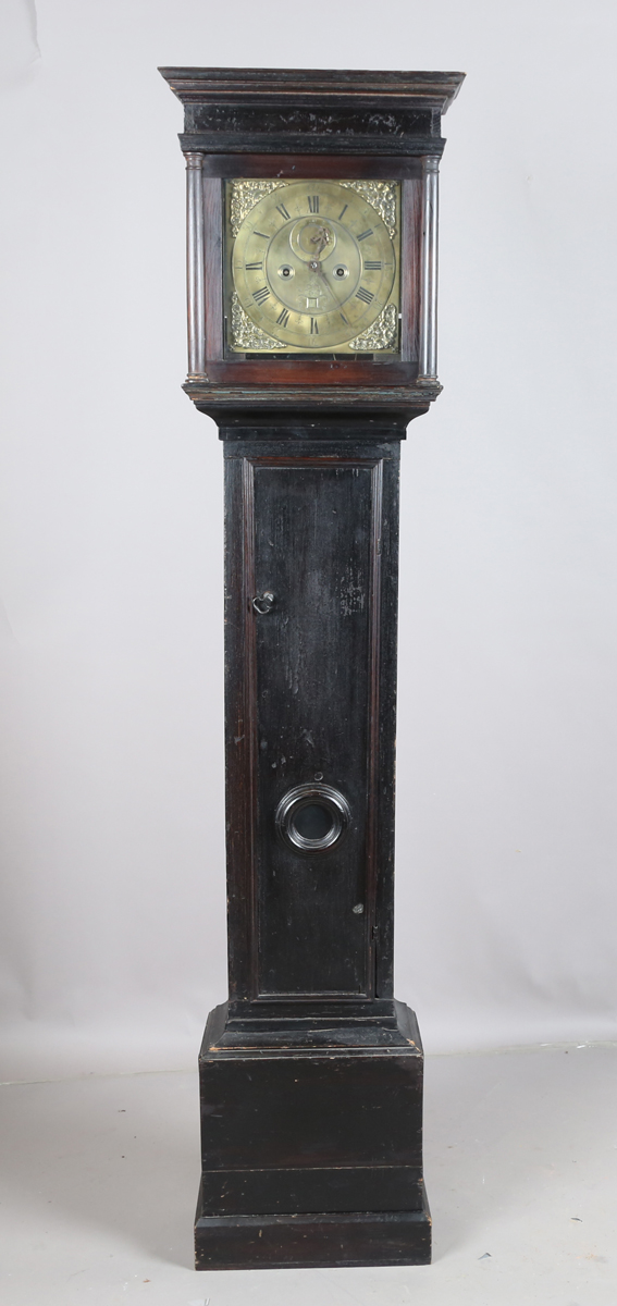 An early 18th century eight day longcase clock movement, the 11-inch square brass dial with matt - Image 6 of 11