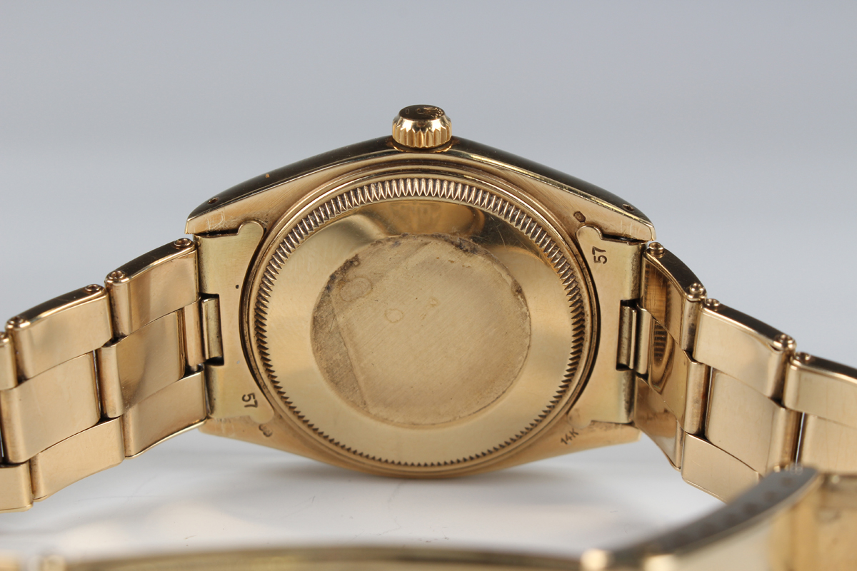 A Rolex Oyster Perpetual Date 14ct gold gentleman's bracelet wristwatch, Ref. 1503, circa 1976-78, - Image 8 of 8