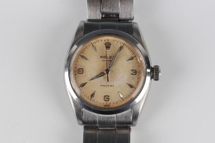 A Rolex Oyster Precision steel cased gentleman's bracelet wristwatch, Ref. 6422, the signed silvered