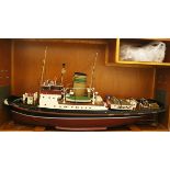 A remote control model of the tug boat 'F.C. Sturrock', with control, length 101cm, with wooden