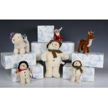 Six Steiff limited edition soft toys, comprising No. 664557 Snowman, No. 664083 Snowdog, No.
