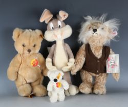 Three modern Steiff mohair soft toys, comprising Einstein bear E=mc², boxed (no certificate), Club