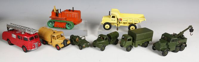 Eight Dinky Toys and Supertoys vehicles, comprising No. 965 Euclid rear dump truck, No. 955 fire