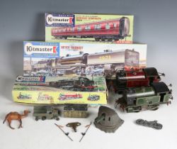 Two Hornby gauge O clockwork tank locomotives LMS and Southern, together with an Astra fort gun,