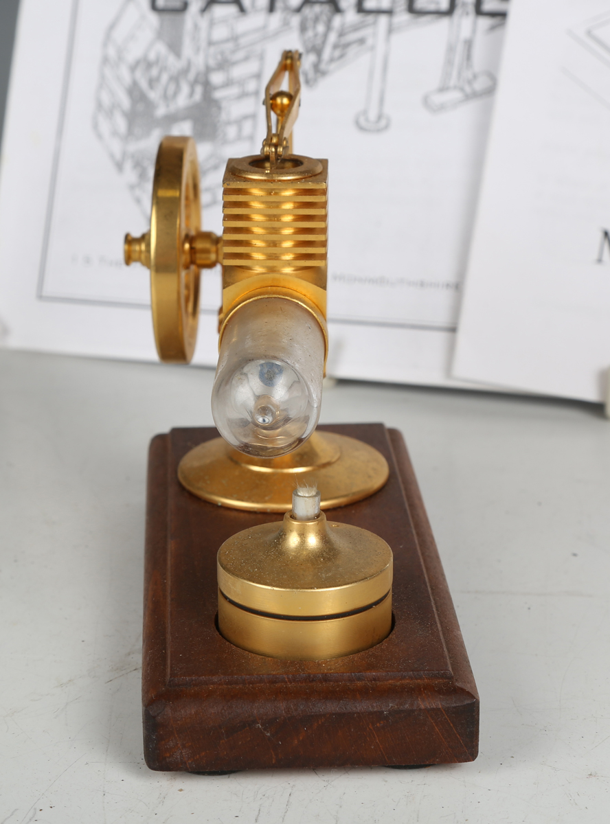 A Micro-Stirling miniature 'Hog Motor' hot air engine with balance beam and glass cylinder, heated - Image 4 of 5