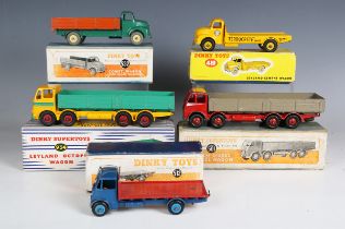 Five Dinky Toys and Supertoys commercial vehicles, comprising No. 501 Foden diesel 8-wheel wagon,