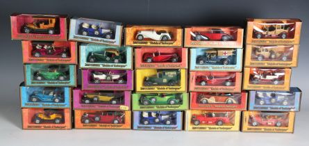 A collection of Matchbox Models of Yesteryear, including Y-6 1913 Cadillac, Y-7 1912 Rolls-Royce and